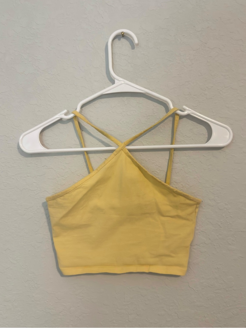 H&M Yellow Cropped Spaghetti-Strap Tank Top